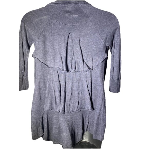 Angel Of The North Gray Size Small Ruffle Back Open Cardigan Linen Blend Pockets - Picture 9 of 11